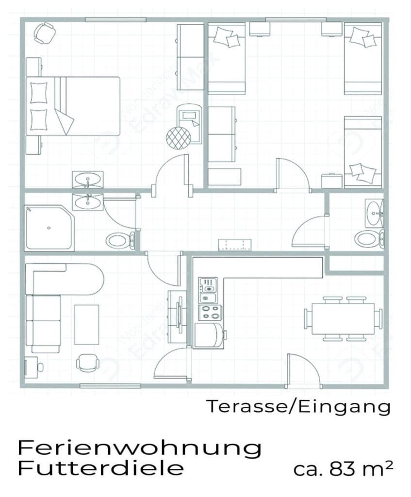 Grundriss Futterdiele 3 Betten neu
